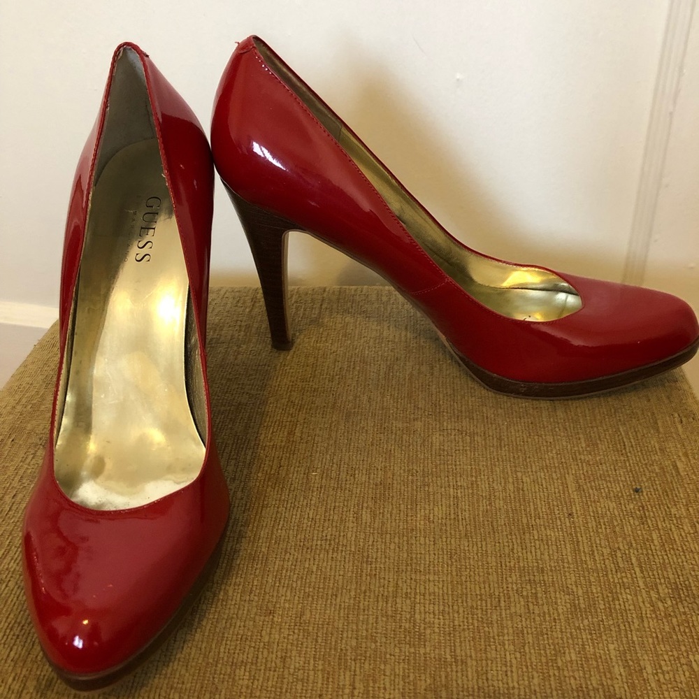 Guess Red Patent Leather Heels Size 8.5